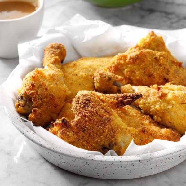 Cornmeal oven-fried chicken 