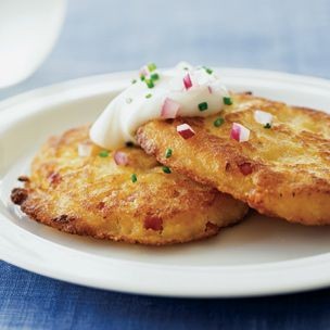 Cornmeal pancakes with ham