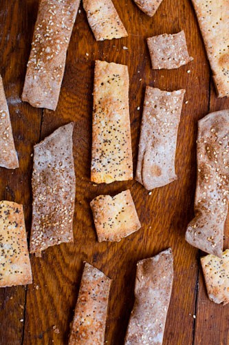 Cornmeal, Parmesan, and poppy seed crackers