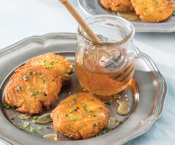 Cornpone with rosemary-lemon honey