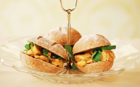 Coronation chicken finger rolls