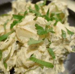 Coronation-spiced potato salad
