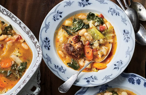 Corsican bean soup with greens and pork