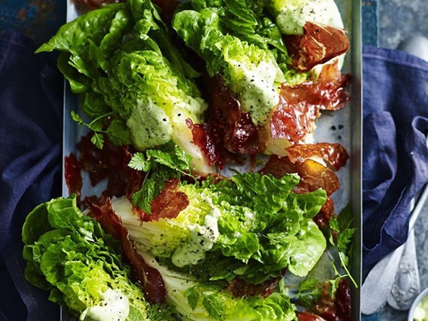 Cos hearts with green goddess dressing