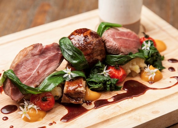 Cotswold lamb 'mixed grill' with wild garlic and rosemary lamb gravy