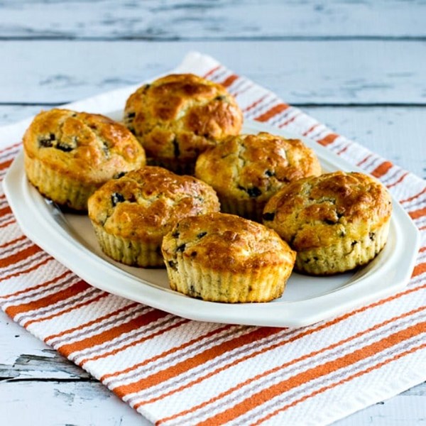 Cottage cheese breakfast muffins with mushrooms and feta