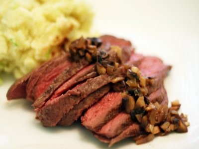 Coulotte steak with a mushroom Cognac sauce
