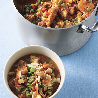 Country captain with cauliflower and peas
