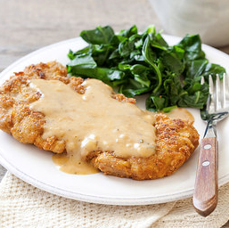 Country-fried pork with gravy