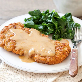 Country-fried pork with gravy