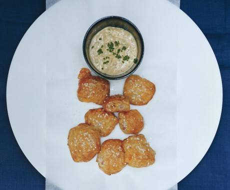 Country ham and cheddar pretzel bites with jalapeño mustard