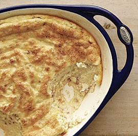 Country ham and cheddar spoonbread