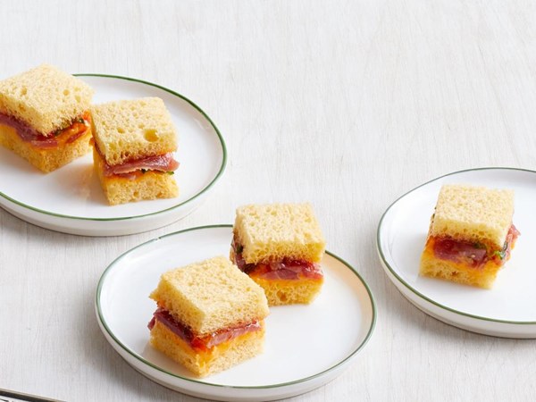 Country ham and pepper jam tea sandwiches
