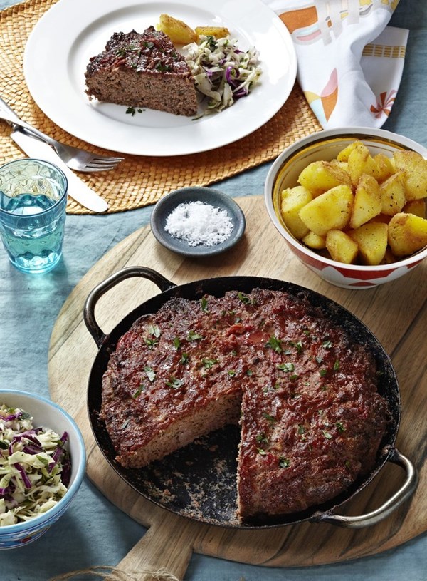 Country meatloaf with a devilled sauce glaze