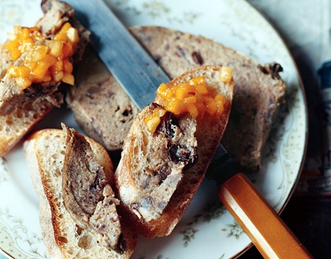 Country pâté with mango and pineapple chutney