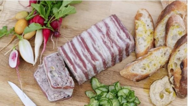 Country pork, walnut and fennel terrine with salted cucumber