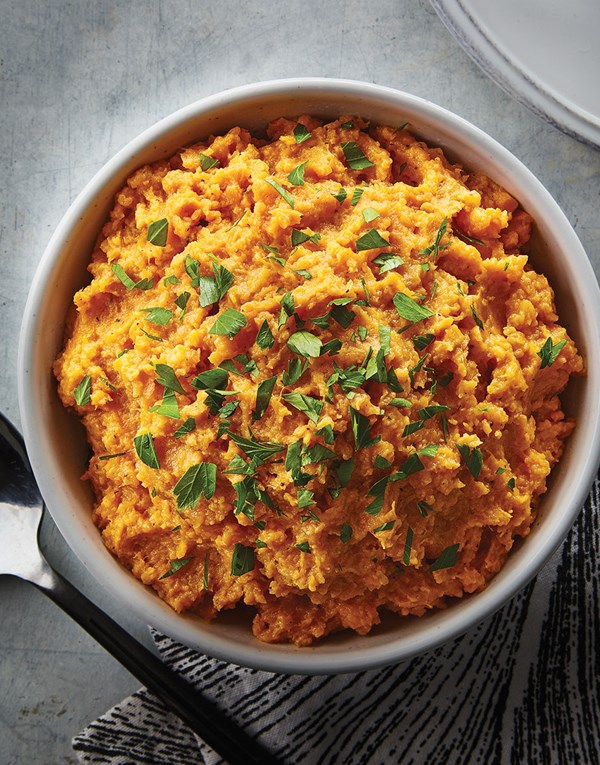 Country smashed sweet potatoes