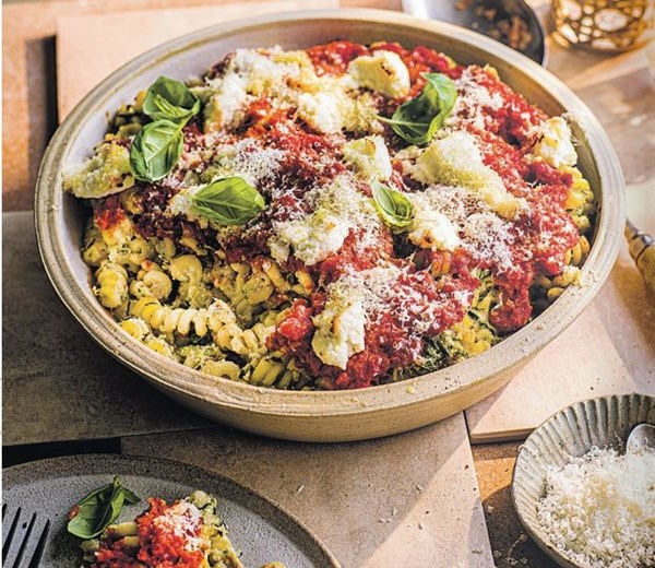 Courgette & ricotta baked fusilli