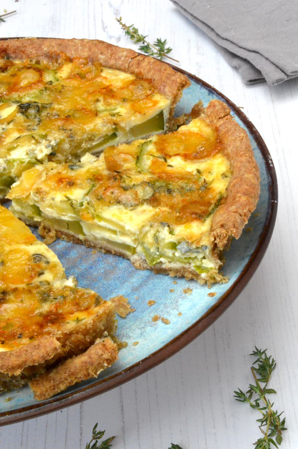 Courgette and blue cheese quiche