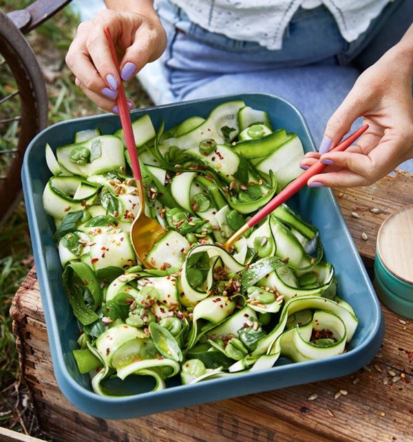 Courgette and broad bean salad
