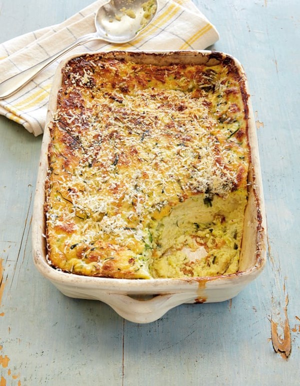 Courgette and ciabatta frittata