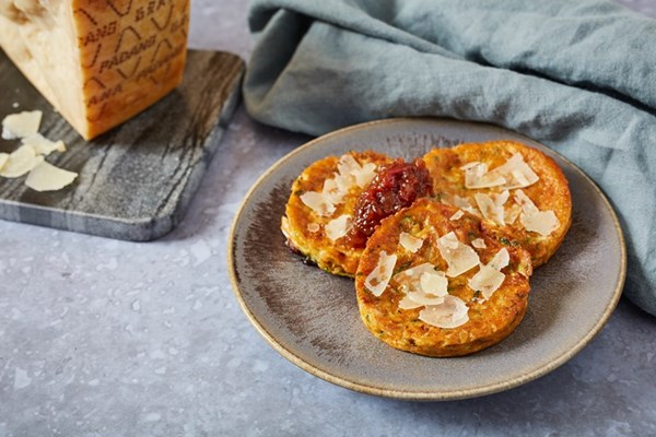  Courgette and Grana Padano pancakes with tomato and apple relish