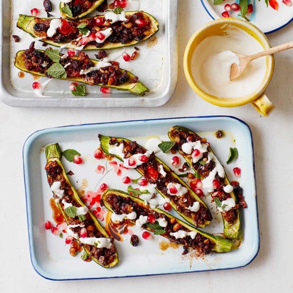 Courgette and lamb boats