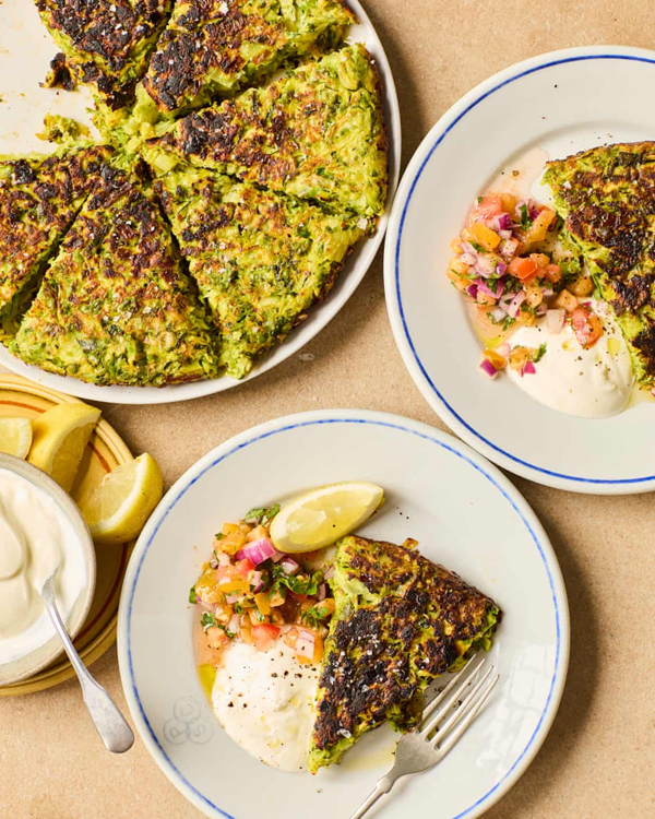 Courgette and leek ijeh (Arabic frittata)