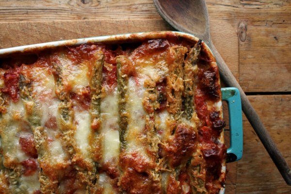 Courgette, aubergine & asparagus Parmigiana