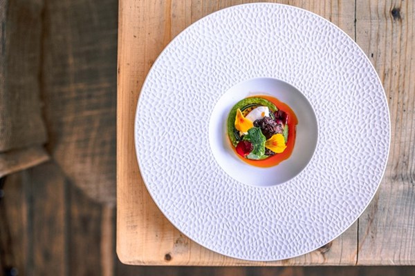 Courgette bhaji with nasturtiums and chilli