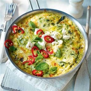 Courgette, feta and mint frittata