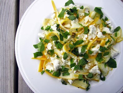 Courgette, feta, mint and lemon salad