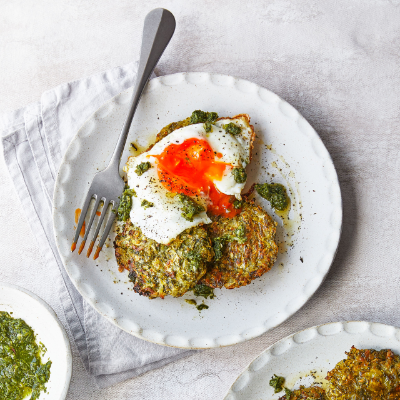 Courgette hash browns with coriander chutney