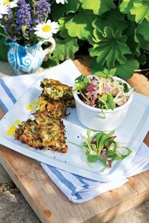 Courgette, mint and feta fritters