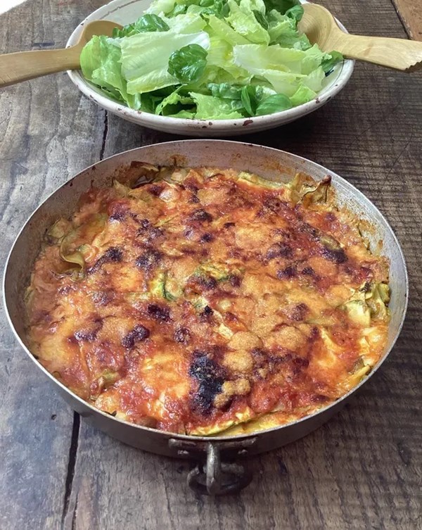 Courgette, mozzarella and Parmesan layered bake 