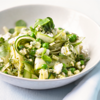 Courgette, pea and pesto tagliatelle