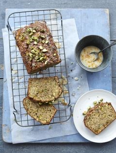 Courgette, pistachio and orange loaf cake