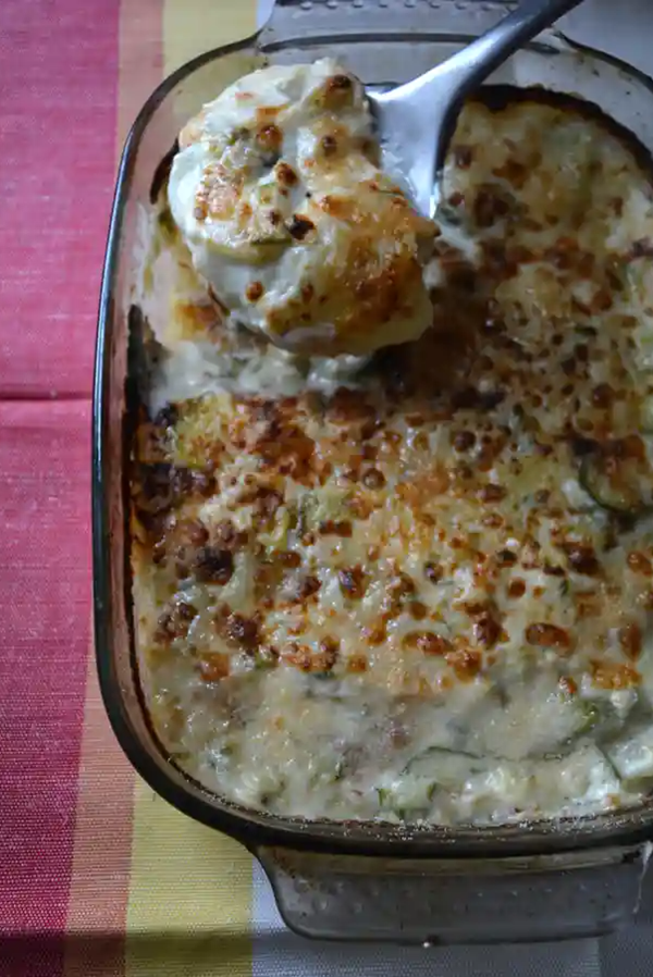 Courgette, potato and Bechamel bake