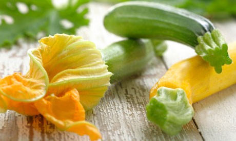 Courgette risotto and tempura courgette flowers