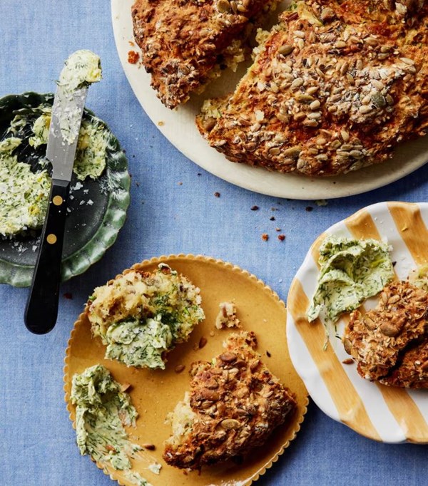 Courgette soda bread with pickled chilli butter