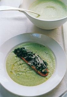 Courgette soup with chard bruschetta