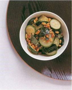 Courgettes, basil and pine nuts