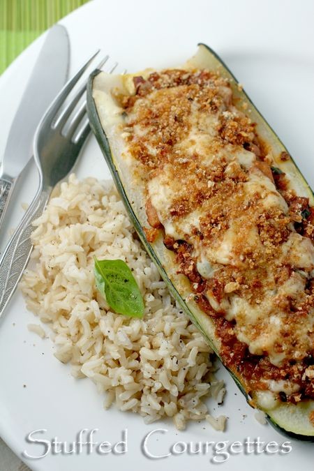 Courgettes stuffed with beef mince