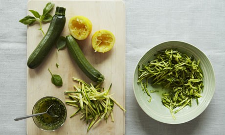 Courgetti with basil cashew pesto