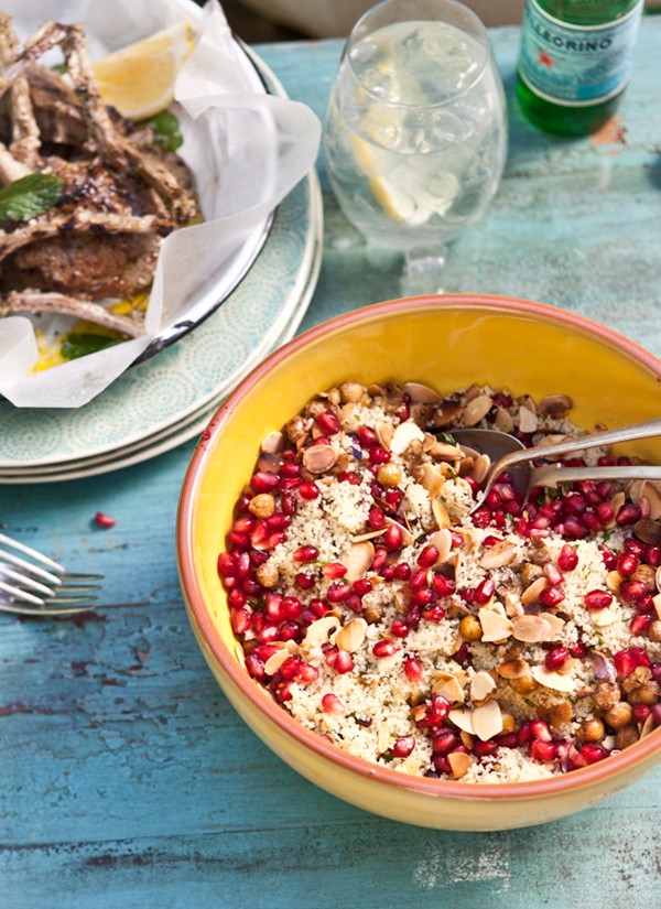 Cous cous, spiced chickpea, mint and pomegranate salad recipe | Eat ...