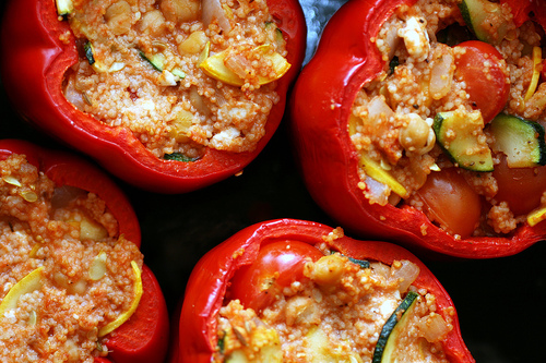 Couscous and feta-stuffed peppers