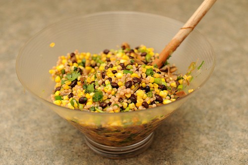 Couscous, corn, and mushroom salad