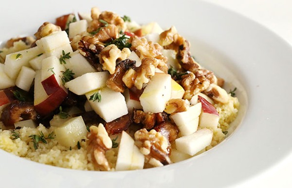 Couscous, pecorino, apple, pecans and dates
