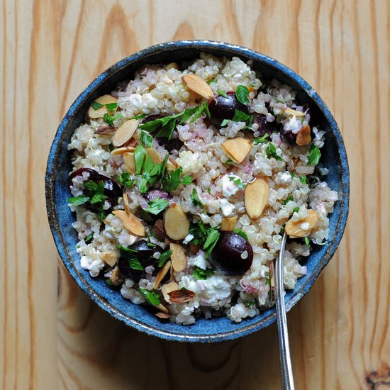 Couscous salad with cherries and feta