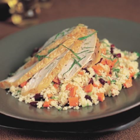 Couscous salad with roasted chicken & dried cranberries 
